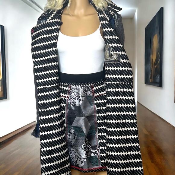 Desigual tapestry coat with matching skirt artsy multicolor graphic set M - Picture 6 of 16